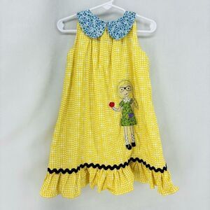 Poppy Whitaker kids girls 4 yellow maxi dress collared youth mix pattern